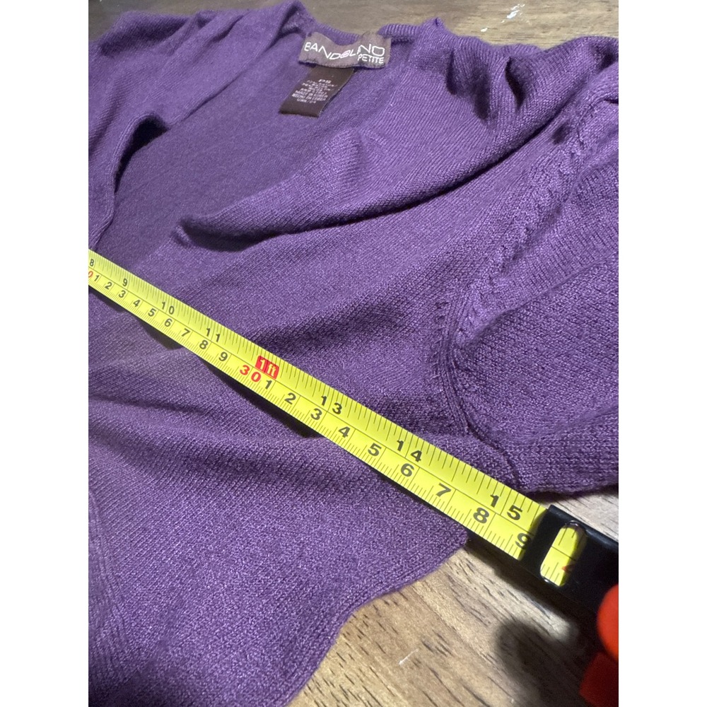 VTG Bandolino‎ Petite Purple Plum Twist Front Long Sleeve Top Blouse Women's PS - Picture 4 of 5